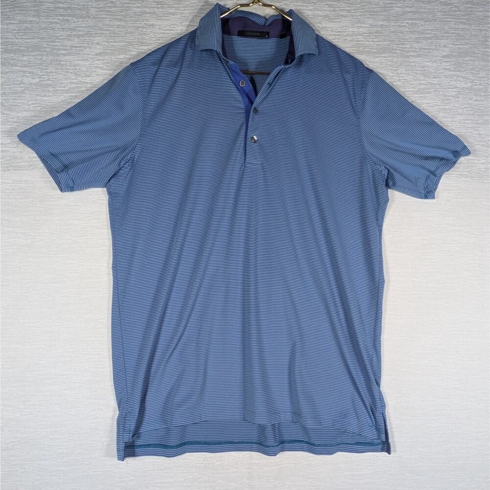 Greyson Polo Shirt Mens Large Blue Striped Short Sleeve